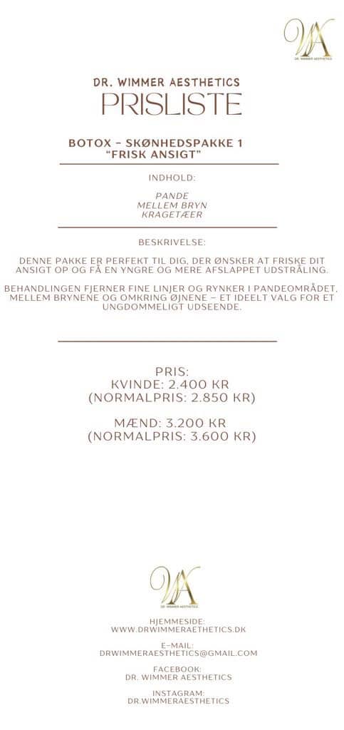 prisliste botox skønhedspakke