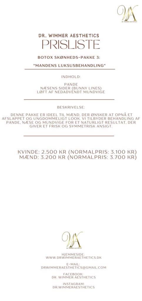 prisliste botox skønhedspakke 3