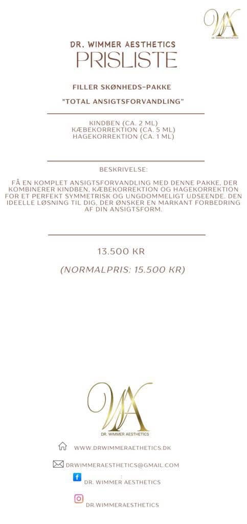 prisliste filler filler ansigt
